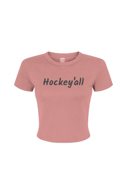 Barn Babe Hockey'all Baby Tee Pink | Barn Garb Hockey Threads