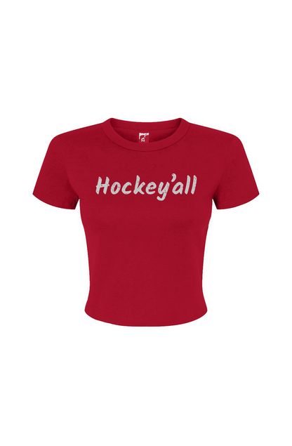 Barn Babe Hockey'all Baby Tee Red | Barn Garb Hockey Threads