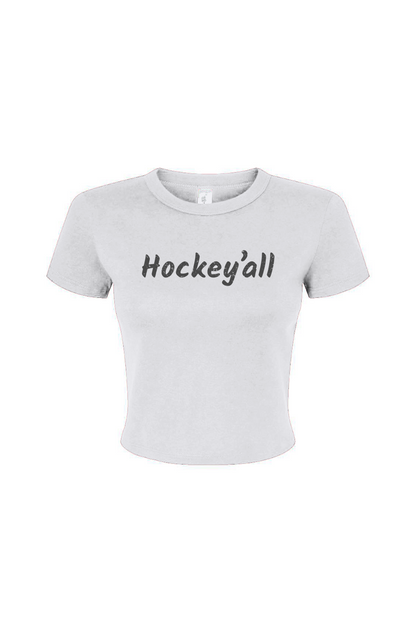 Barn Babe Hockey'all Baby Tee White | Barn Garb Hockey Threads