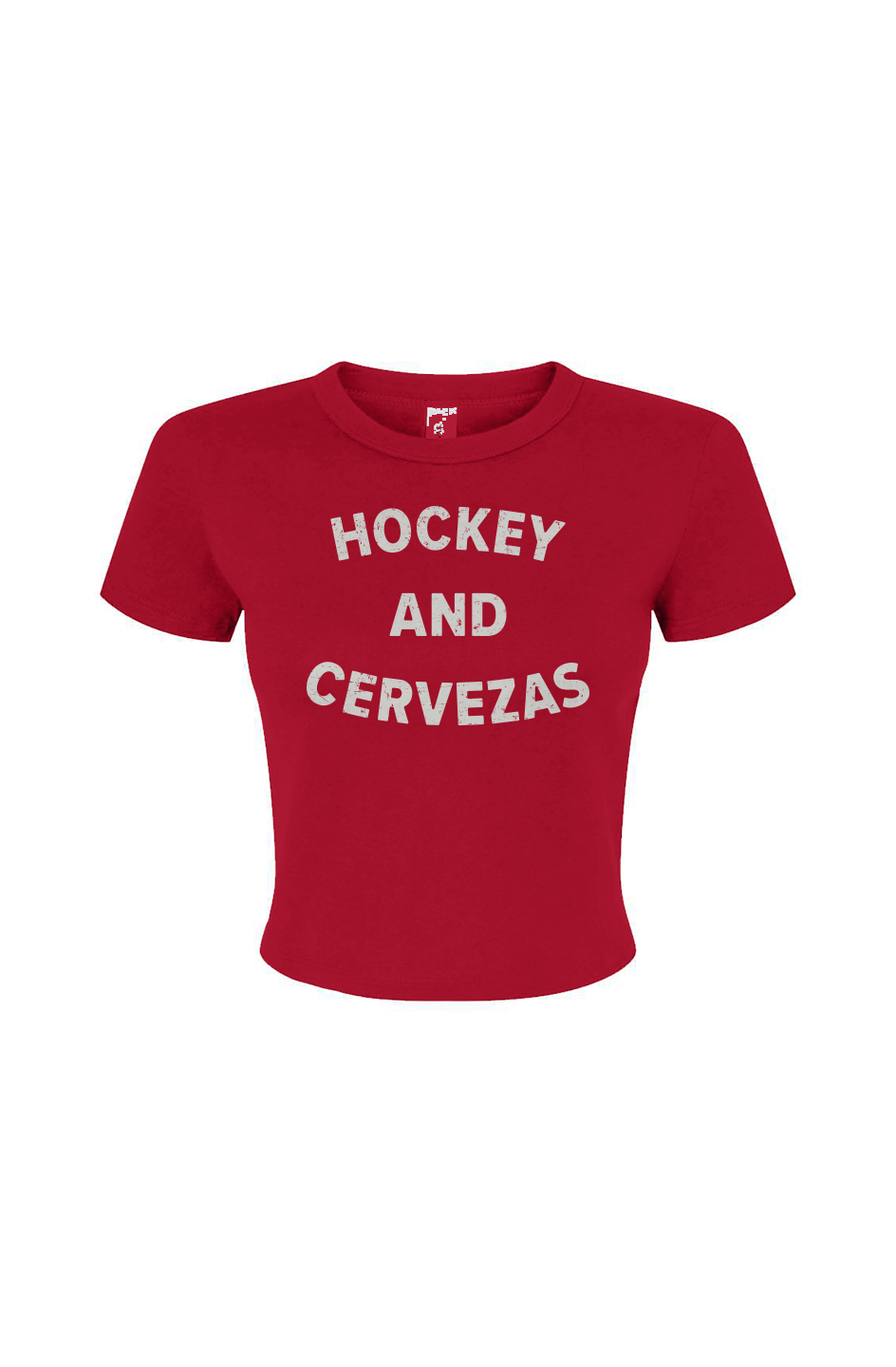 Barn Babe Hockey and Cervezas Baby Tee Red | Barn Garb Hockey Threads