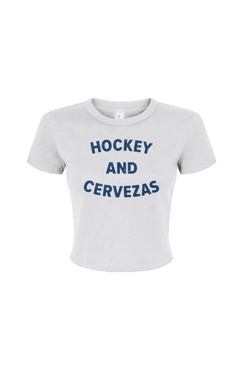 Barn Babe Hockey and Cervezas Baby Tee White | Barn Garb Hockey Threads