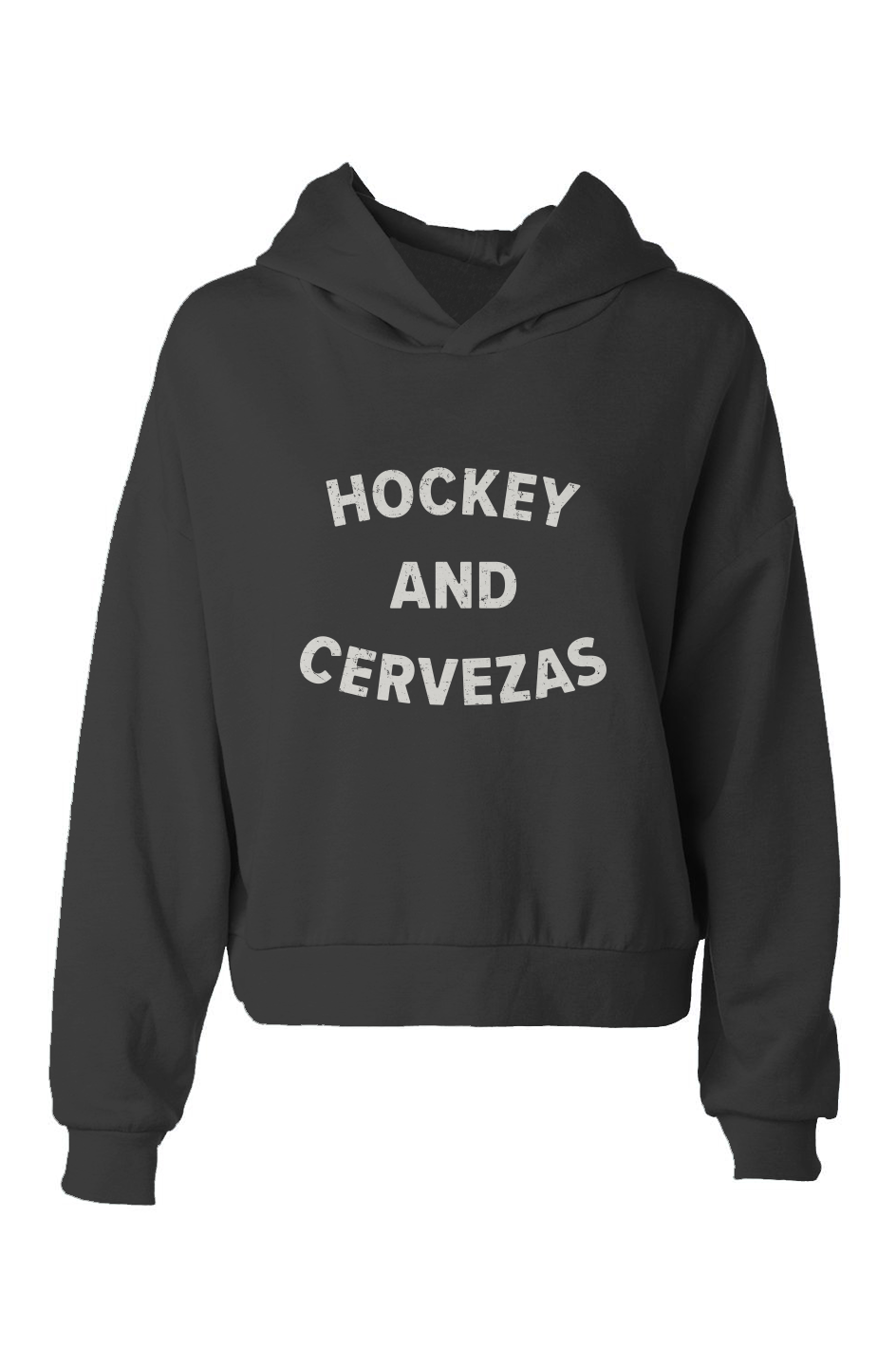Barn Babe Hockey and Cervezas Hip-Height Hoodie Black | Barn Garb Hockey Threads