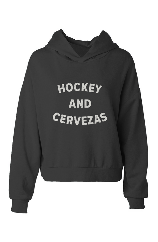 Barn Babe Hockey and Cervezas Hip-Height Hoodie Black | Barn Garb Hockey Threads