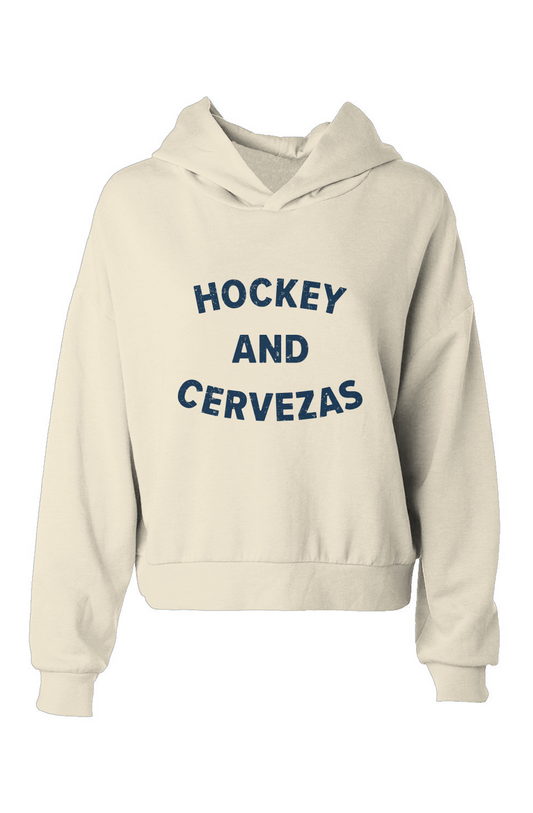 Barn Babe Hockey and Cervezas Hip-Height Hoodie Bone | Barn Garb Hockey Threads