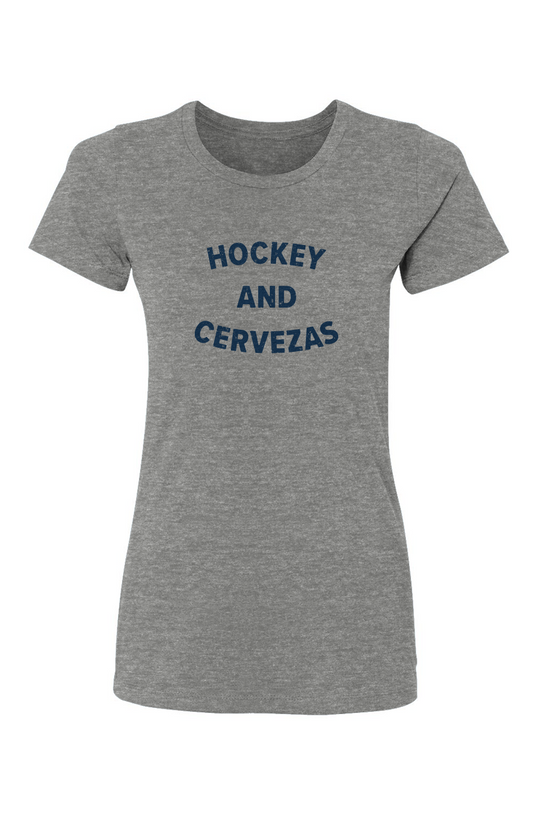 Barn Babe Hockey and Cervezas Tee Grey | Barn Garb Hockey Threads