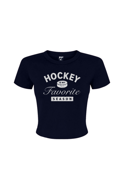 Barn Babe Hockey is My Favorite Season Baby Tee Navy Blue | Barn Garb Hockey Threads