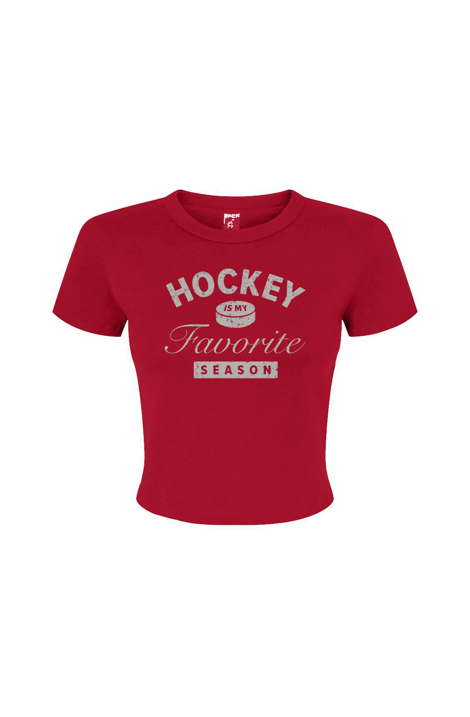 Barn Babe Hockey is My Favorite Season Baby Tee Red | Barn Garb Hockey Threads