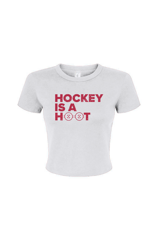 Barn Babe Hockey is a Hoot Baby Tee White | Barn Garb Hockey Threads