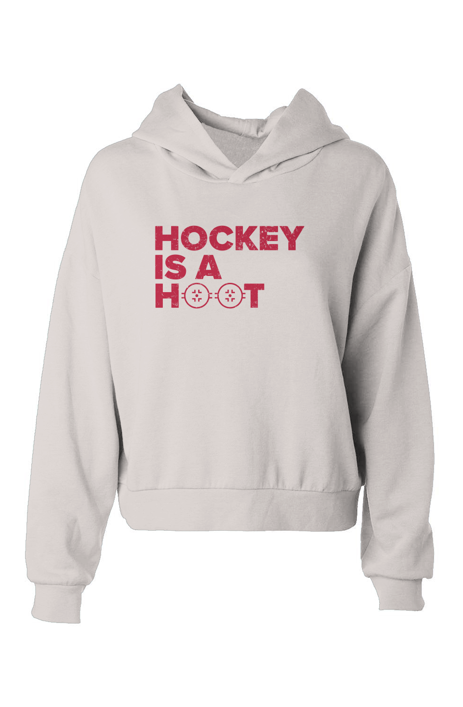 Barn Babe Hockey is a Hoot Hip-Height Hoodie Bone | Barn Garb Hockey Threads