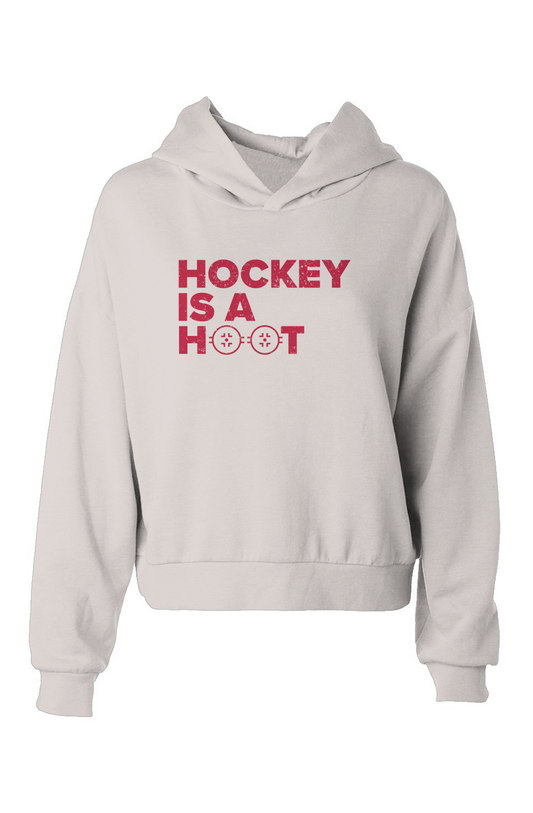 Barn Babe Hockey is a Hoot Hip-Height Hoodie Bone | Barn Garb Hockey Threads