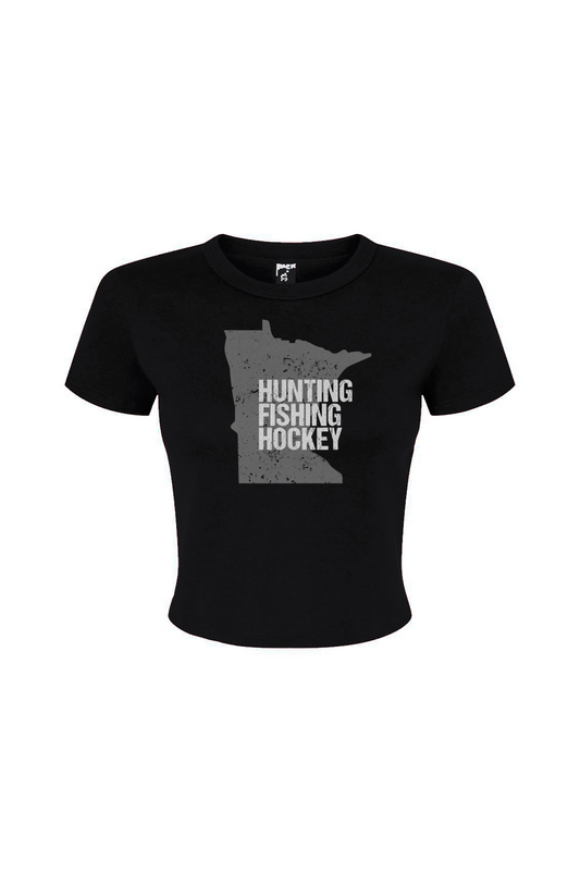 Barn Babe Hunting Fishing Hockey Baby Tee Black | Barn Garb Hockey Threads
