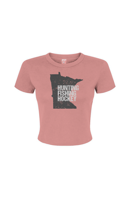 Barn Babe Hunting Fishing Hockey Baby Tee Pink | Barn Garb Hockey Threads