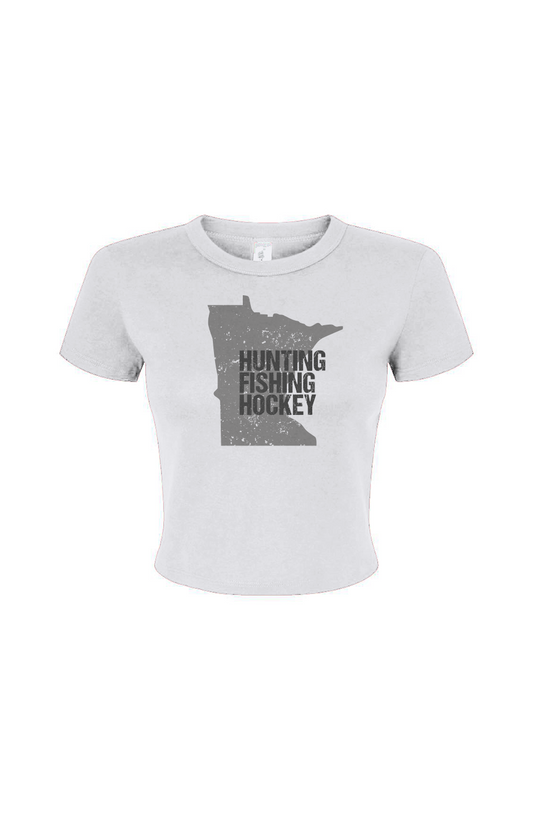 Barn Babe Hunting Fishing Hockey Baby Tee White | Barn Garb Hockey Threads