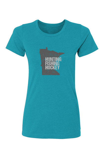 Barn Babe Hunting Fishing Hockey Tee Aqua | Barn Garb Hockey Threads