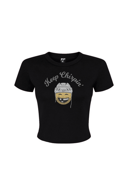 Barn Babe Keep Chirpin' Baby Tee Black | Barn Garb Hockey Threads
