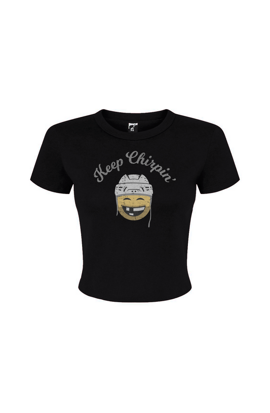 Barn Babe Keep Chirpin' Baby Tee Black | Barn Garb Hockey Threads