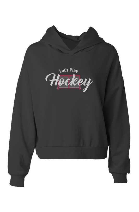 Barn Babe Let's Play Hockey Hip-Height Hoodie Black | Barn Garb Hockey Threads