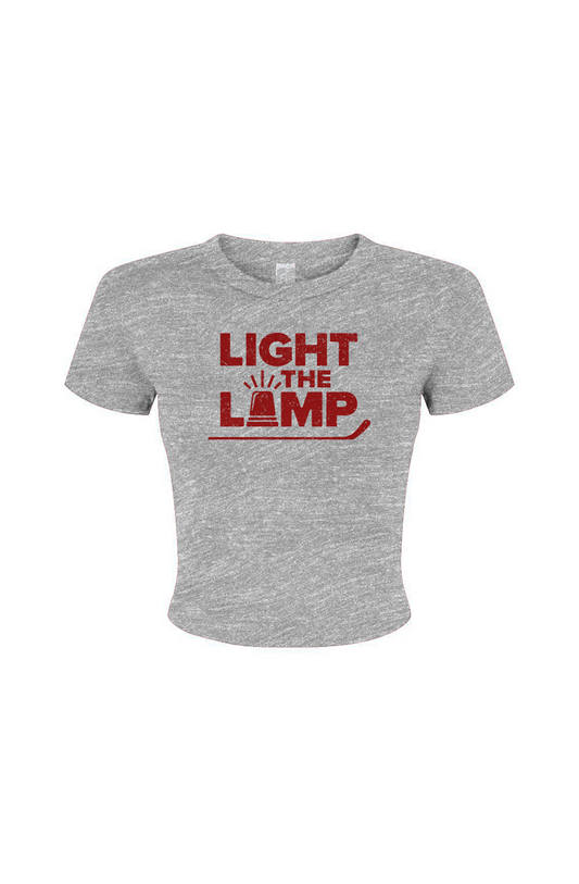 Barn Babe Light the Lamp Baby Tee Grey | Barn Garb Hockey Threads
