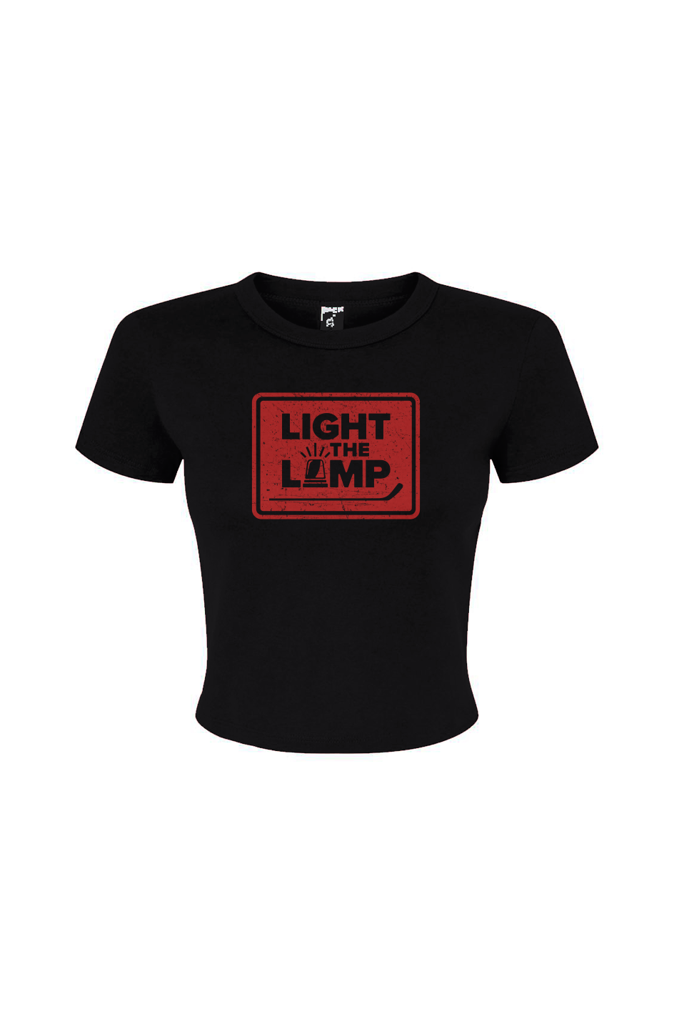 Barn Babe Light the Lamp Badge Baby Tee Black | Barn Garb Hockey Threads