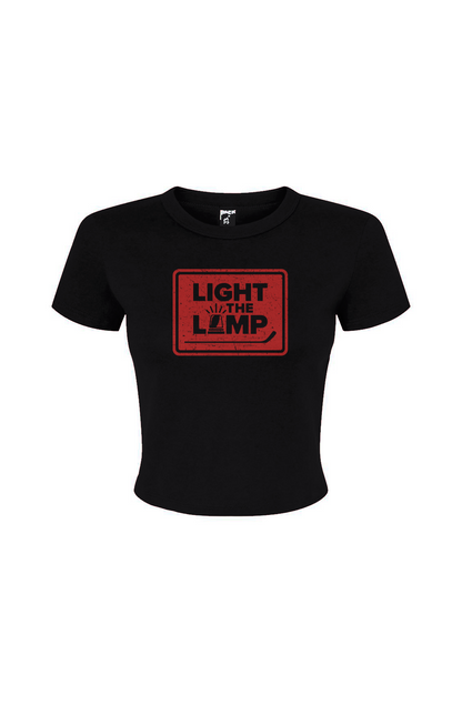 Barn Babe Light the Lamp Badge Baby Tee Black | Barn Garb Hockey Threads