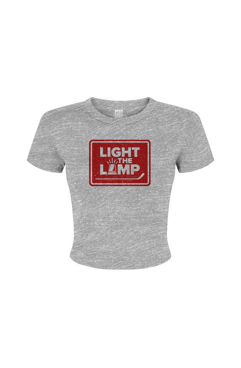Barn Babe Light the Lamp Badge Baby Tee Grey | Barn Garb Hockey Threads