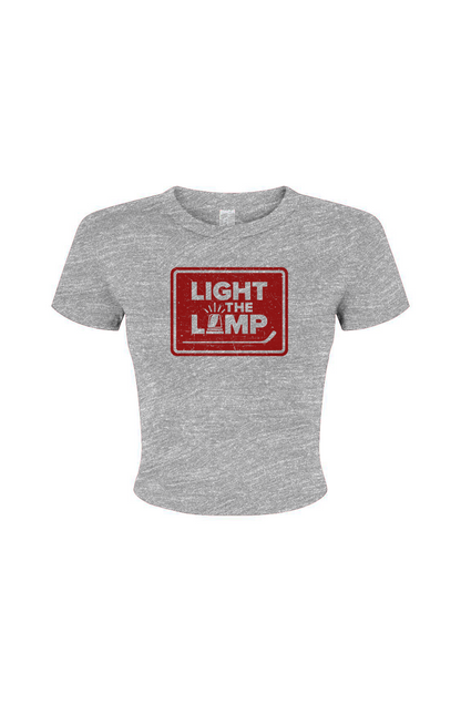 Barn Babe Light the Lamp Badge Baby Tee Grey | Barn Garb Hockey Threads