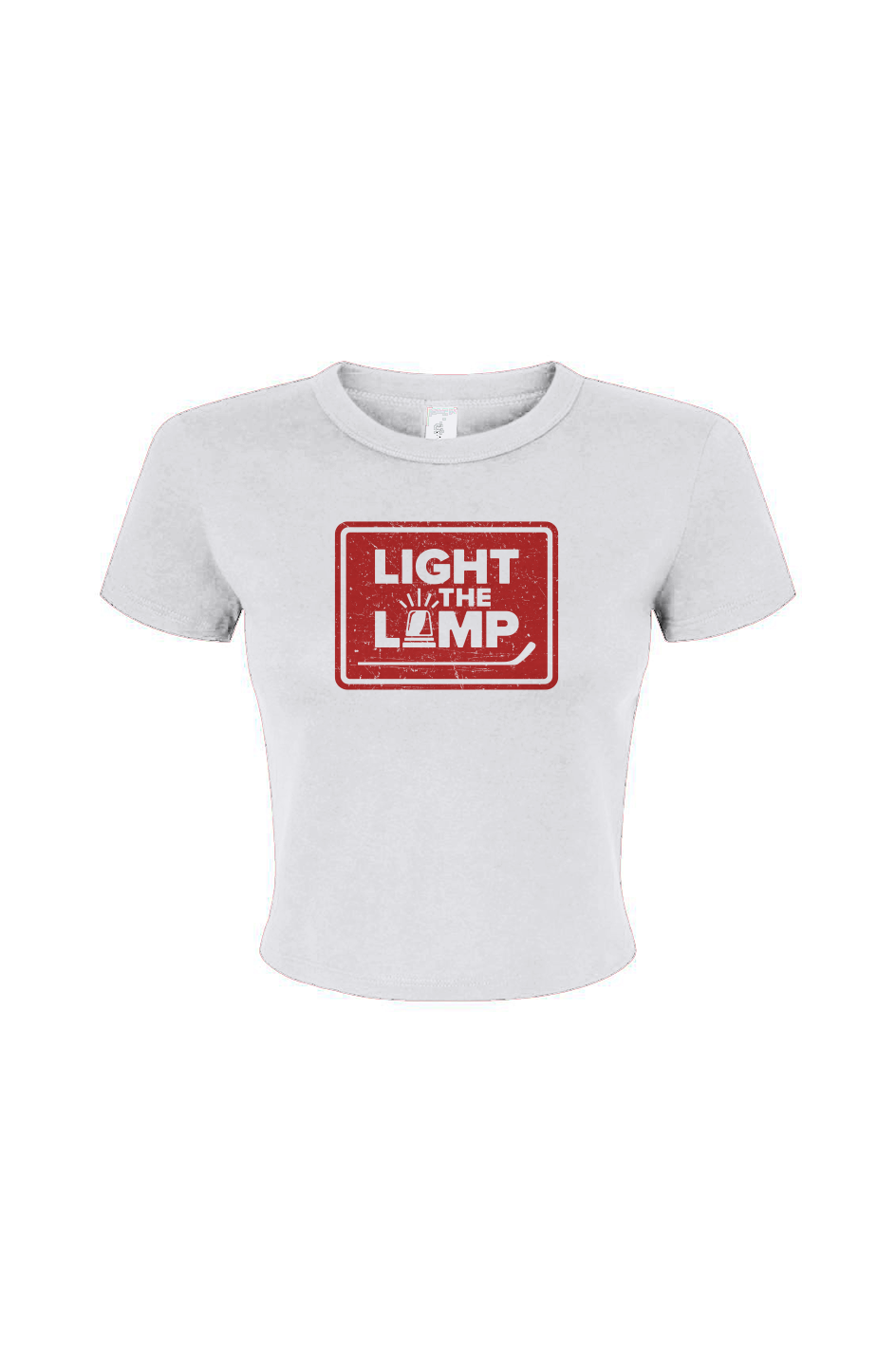 Barn Babe Light the Lamp Badge Baby Tee White | Barn Garb Hockey Threads