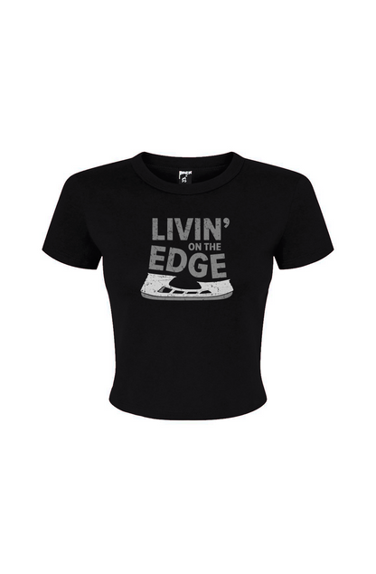 Barn Babe Livin' on the Edge Baby Tee Black | Barn Garb Hockey Threads