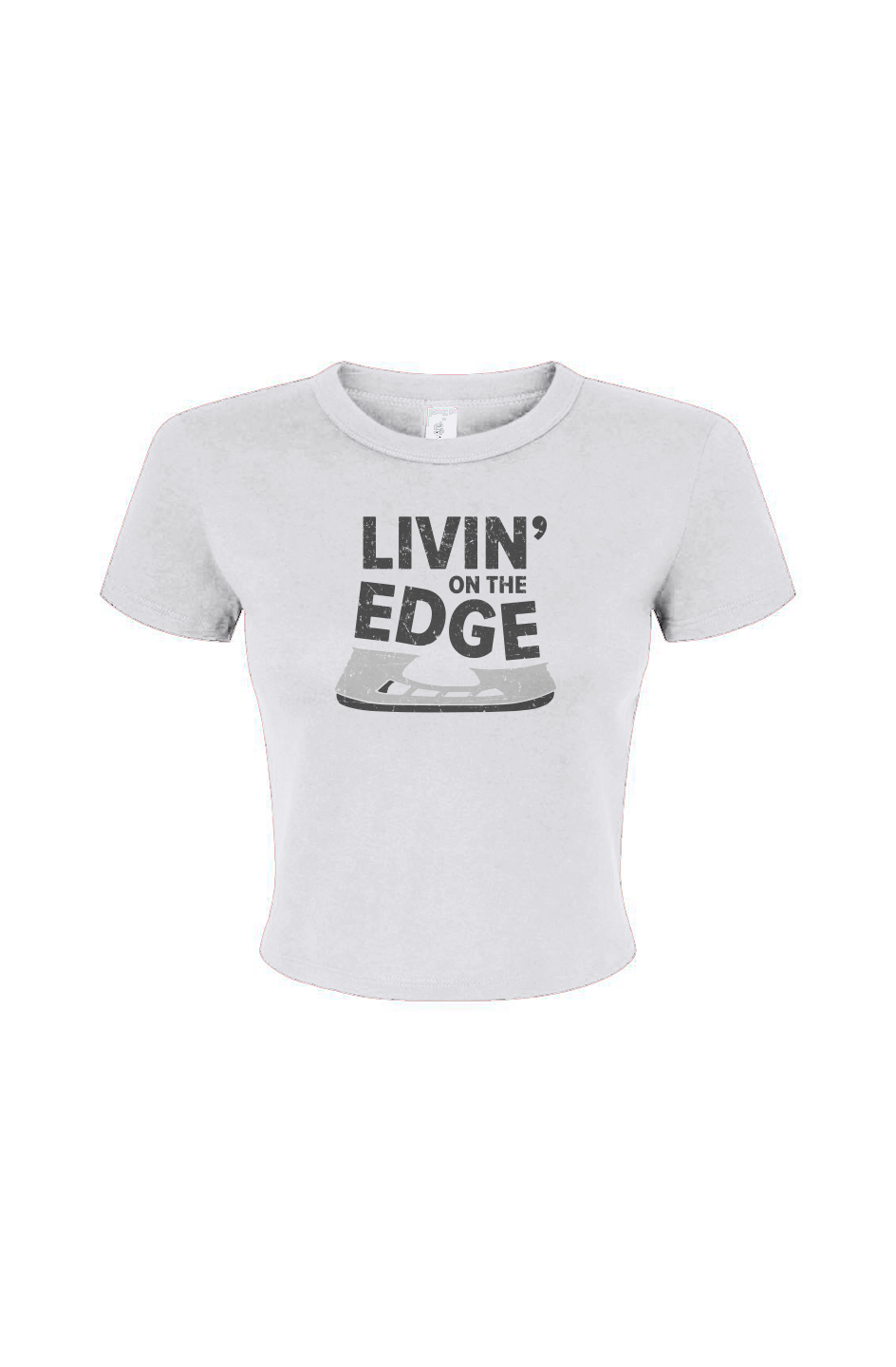 Barn Babe Livin' on the Edge Baby Tee White | Barn Garb Hockey Threads