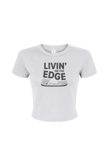 Barn Babe Livin' on the Edge Baby Tee White | Barn Garb Hockey Threads