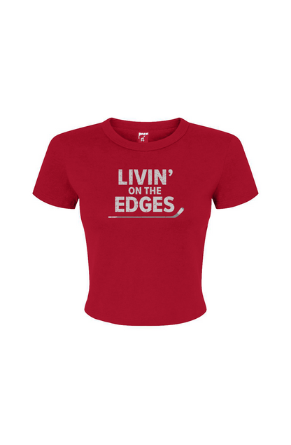 Barn Babe Livin' on the Edges Baby Tee Red | Barn Garb Hockey Threads