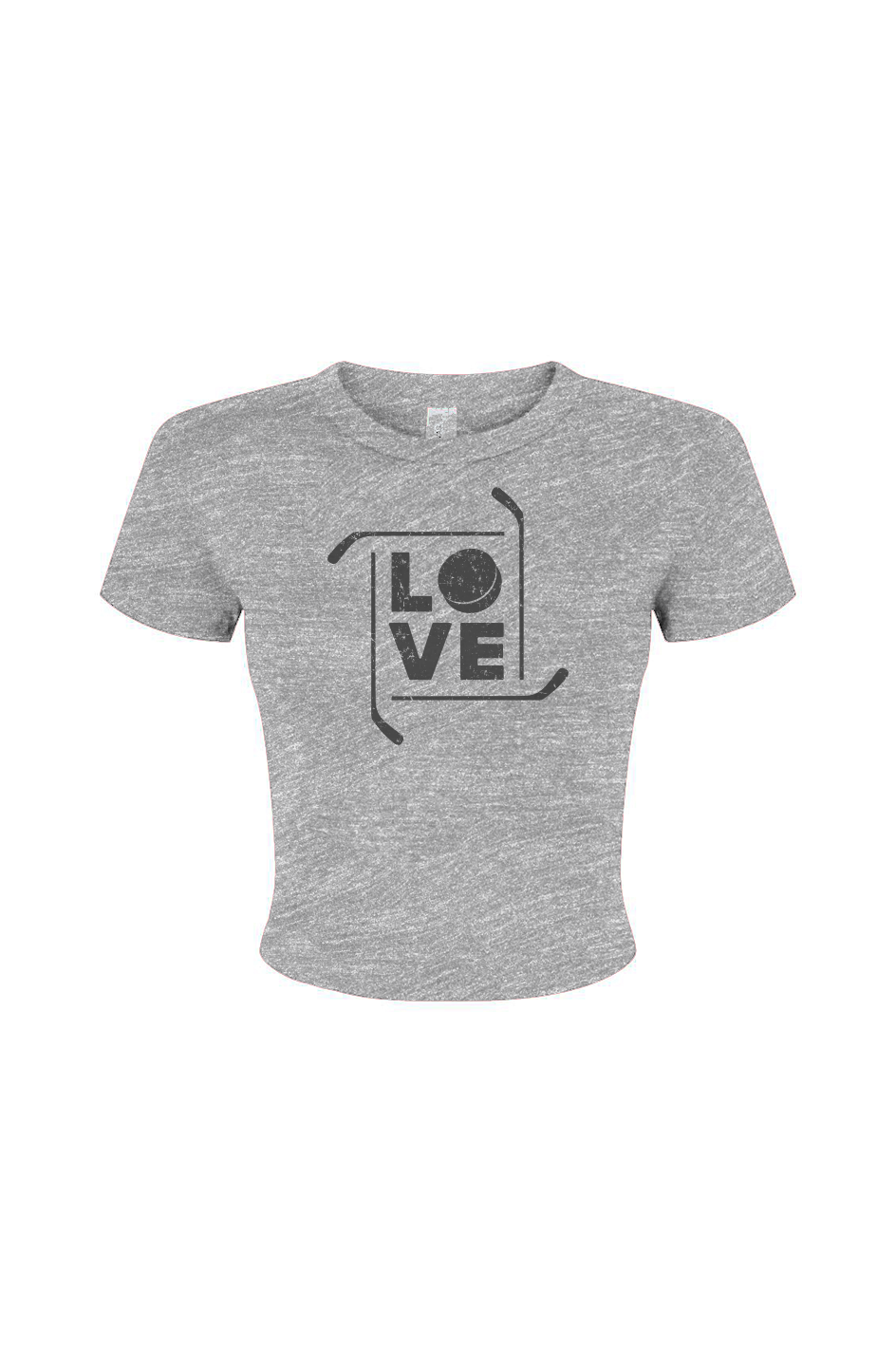 Barn Babe Love the Game Baby Tee Grey | Barn Garb Hockey Threads