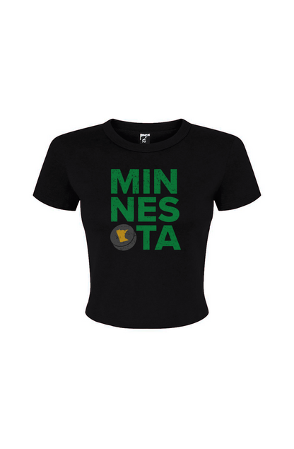 Barn Babe Minnesota Puck Baby Tee Black | Barn Garb Hockey Threads