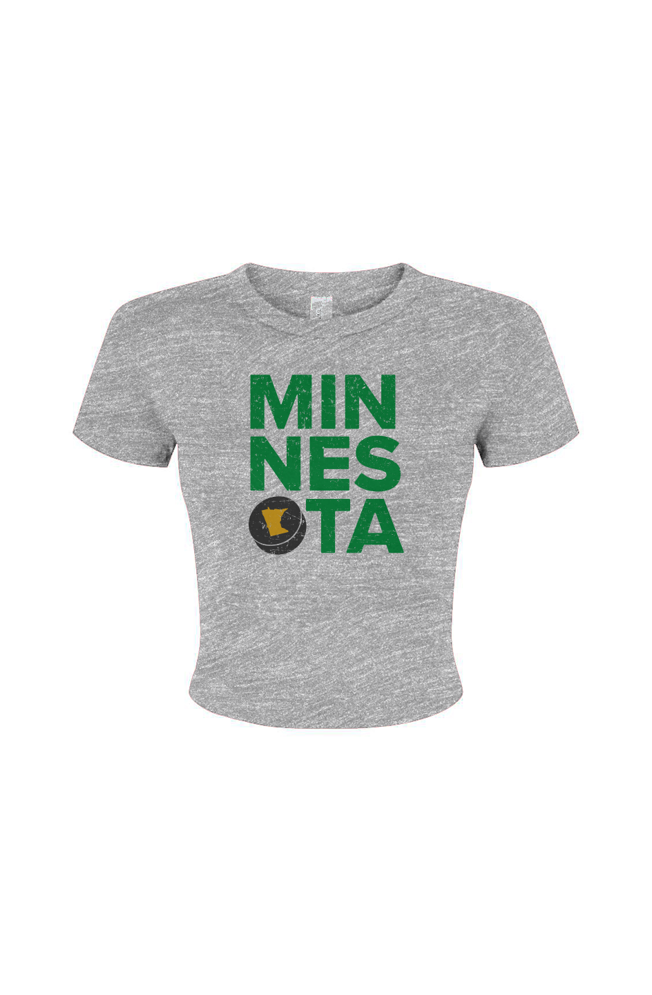 Barn Babe Minnesota Puck Baby Tee Grey | Barn Garb Hockey Threads