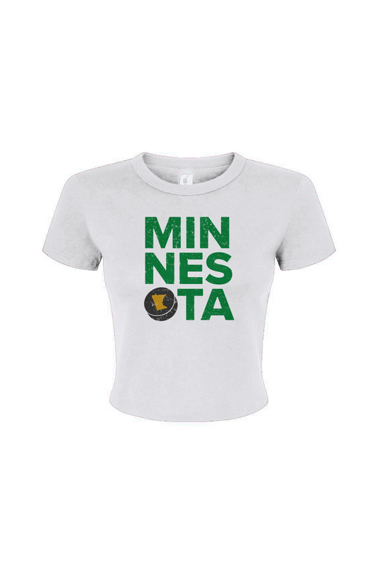 Barn Babe Minnesota Puck Baby Tee White | Barn Garb Hockey Threads
