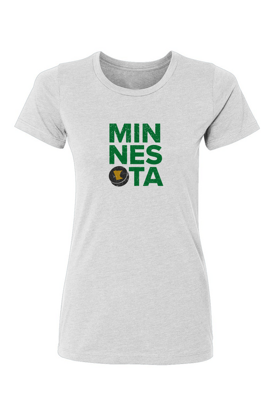 Barn Babe Minnesota Puck Tee White | Barn Garb Hockey Threads
