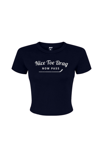 Barn Babe Nice Toe Drag Now Pass Baby Tee Navy Blue | Barn Garb Hockey Threads