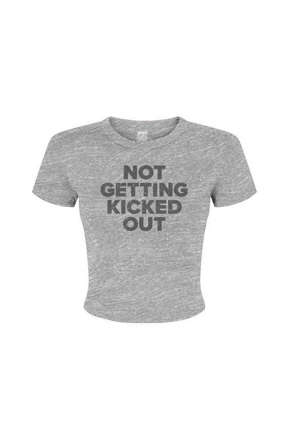 Barn Babe No Getting Kicked Out Baby Tee Grey | Barn Garb Hockey Threads