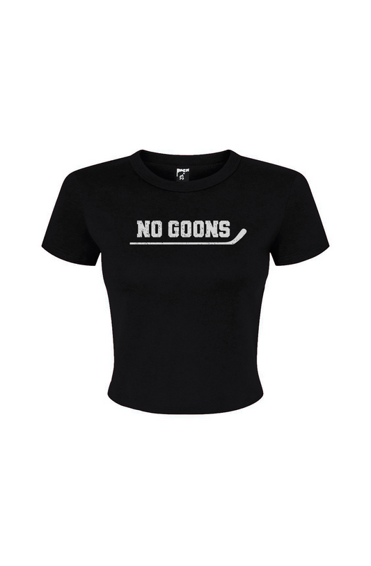 Barn Babe No Goons Baby Tee Black | Barn Garb Hockey Threads
