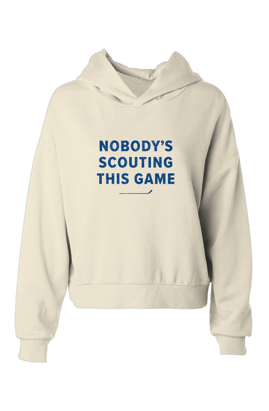 Barn Babe Nobody's Scouting This Game Hip-Height Hoodie Bone | Barn Garb Hockey Threads