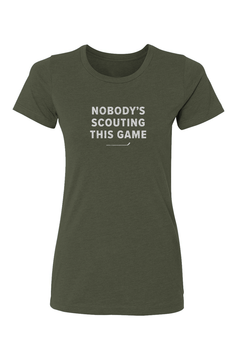 Barn Babe Nobody's Scouting This Game Tee Military Green | Barn Garb Hockey Threads
