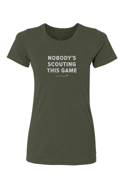 Barn Babe Nobody's Scouting This Game Tee Military Green | Barn Garb Hockey Threads