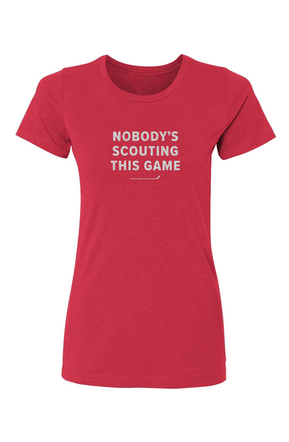 Barn Babe Nobody's Scouting This Game Tee Red | Barn Garb Hockey Threads