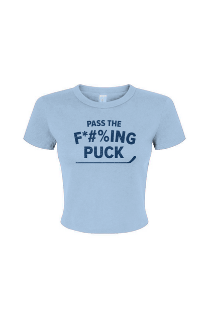 Barn Babe Pass the F*#%ing Puck Baby Tee Baby Blue | Barn Garb Hockey Threads