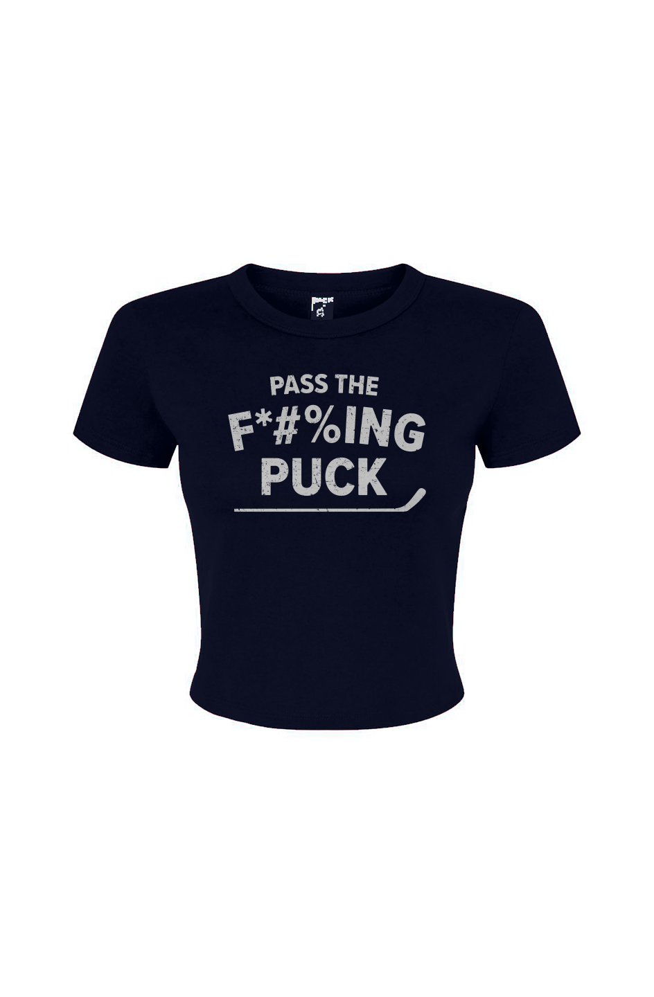 Barn Babe Pass the F*#%ing Puck Baby Tee Navy Blue | Barn Garb Hockey Threads