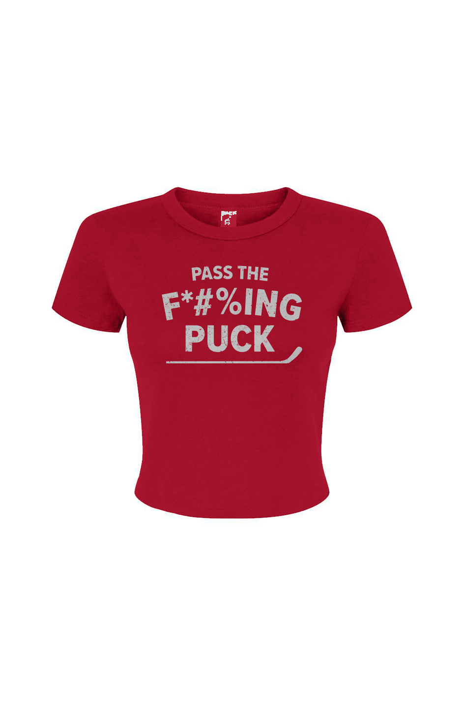 Barn Babe Pass the F*#%ing Puck Baby Tee Red | Barn Garb Hockey Threads