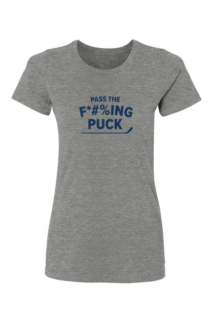 Barn Babe Pass the F*#%ing Puck Tee Grey | Barn Garb Hockey Threads