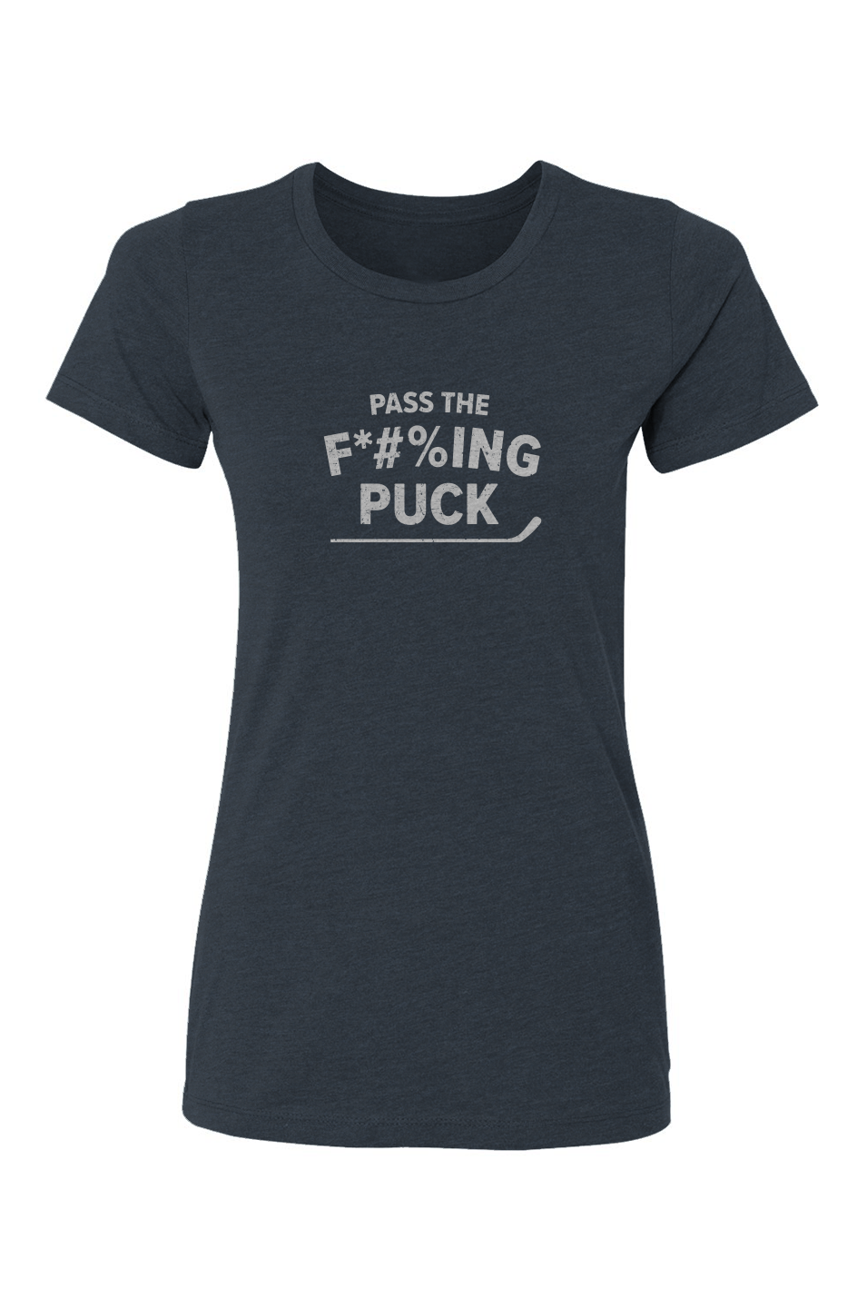 Barn Babe Pass the F*#%ing Puck Tee Navy Blue | Barn Garb Hockey Threads