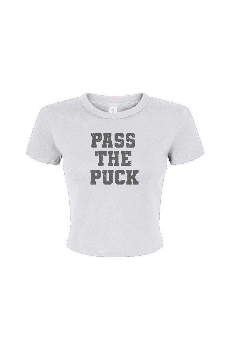 Barn Babe Pass the Puck Baby Tee White | Barn Garb Hockey Threads