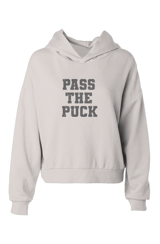 Barn Babe Pass the Puck Hip-Height Hoodie Bone | Barn Garb Hockey Threads